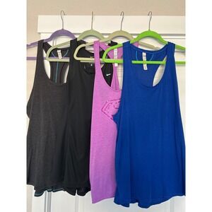 Lot of 4 Under Armour Nike Womens Racerback Tank Tops HeatGear Dri-FIT Large